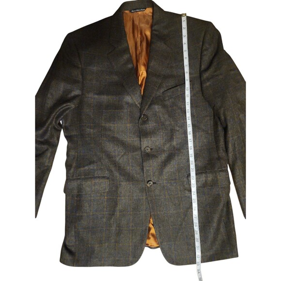 Jack Victor Plaid Blazer Mens 44L Brown Wool Academia Old Money Preppy Office - Picture 7 of 9